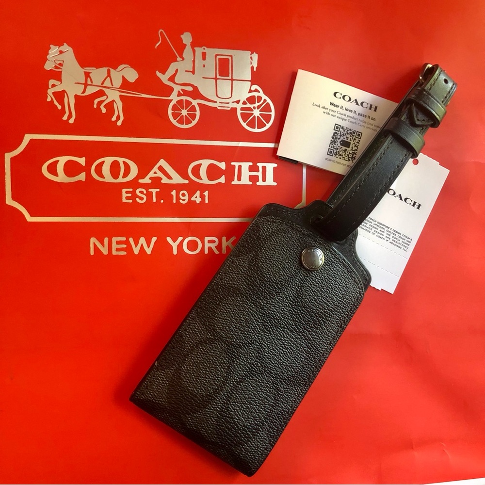 ❌SOLD❌NWT Coach Luggage Tag In Signature Coated Canvas